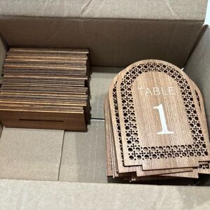 Small Brown Wooden Table Number Signs